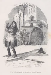 Wstaje, od stóp do głów pokryty śniegiem. z Małej niedoli ludzkiego życia, 1843.