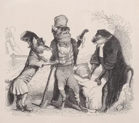 Wilk błagający Lisa przed Małpą, ca. 1838.