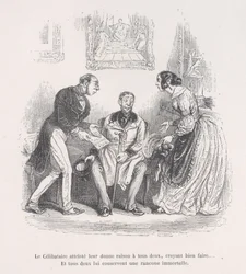 Zrozpaczona wdowa daje im obojgu prawo do dobrego... I oboje zachowują wieczność..., 1843.