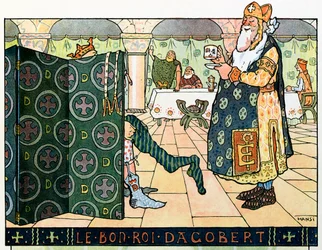 Historia Alzacji opowiada dzieciom Wujek Hansi Jean Jacques Waltz dit Hansi (1873-1951), kolekcja prywatna: Dobry król Dagobert (ok. 602-ok. 639); Uwaga! Korzystanie z tej pracy może podlegać prośbie o autoryzację osoby trzeciej lub dodaniu