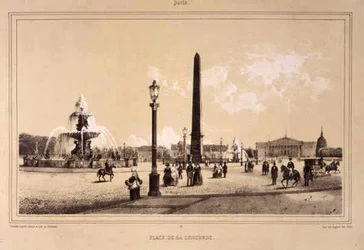 Place de la Concorde, Paryż, grawerowane przez Auguste Bry (grafika)