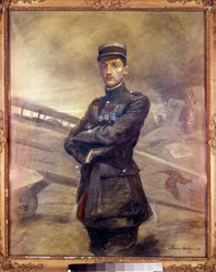 Portret Georgesa Guynemera (1894-1917) Jest francuskim pilotem I wojny światowej. 1918. Obraz Jean Jacques Berne Bellecour (1874 -?), XX wiek. Paryż, Musée de l
