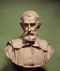 Portret Nicolas Claude Fabri de Peiresc (1581-1637), humanista, astronom z Galilei Rzeźba Jean Jacques Caffieri (1725-1792) Paryż, Mazarine bibliotheque
