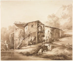 Krajobraz z młynem wodnym, ok. 1790 r.
