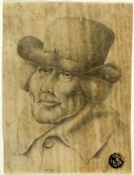 Portret popiersia starca w kapeluszu i płaszczu