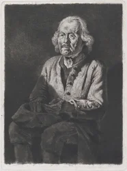 Siedzący żebrak: Portret starego Girarda, chłopa z Chasselay, 1772.