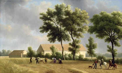 Krajobraz w Ile-de-France z kombajnami, 1802