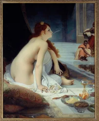 Orientalizm: „Biała niewolnica”. Obraz Jean Jules Antoine Lecomte du Nouÿ (1842-1923), 1888. Słońce. 1,46 x 1,18 m. Nantes, Musée des Beaux-Arts
