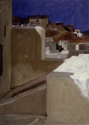 Widok na kazbę (kasbę) z mojego tarasu autorstwa Lecomte du Nouy (1842-1923), Tanger