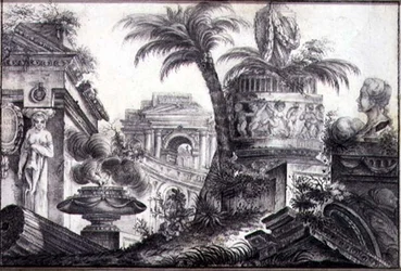 Fantazja architektoniczna, ok. 1760 (węgiel i ołówek na papierze)