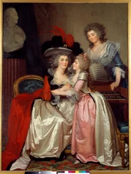 Portret rodzinny Rodzina szlachecka, matka, córka i następne. Obraz Jeana Laurenta Mosniera (1743/4-1808)