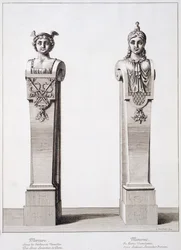 Popiersia Merkurego i Minerwy autorstwa Louisa Leramberta w Wersalu, 1674