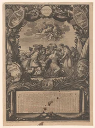 Kalendarz na rok 1659: Alegoria poddania Flandrii Ludwikowi XIV Kalendarz na rok 1659: Alegoria poddania się Flandrii Ludwikowi XIV Almanach, pour l