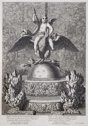 Fontanny z dzieckiem reprezentującym Geniusza Królewskiej Władzy autorstwa Pierre le Gros, w Wersalu, 1677