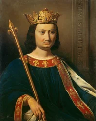 Portret Filipa IV Pięknego (1268 - 1314), króla Francji. Obraz Jean-Louis Bezarda (1799-1881).
