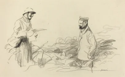Poilu Odznający żołnierza niemieckiego, prawdopodobnie 1918 r.