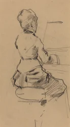 Młoda kobieta siedząca przy fortepianie [verso], ok. 1930 r. 1890.