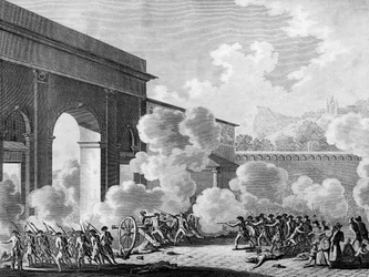 Rewolucja francuska: sprawa Nancy 31 sierpnia 1790 (bunt garnizonu miasta Nancy). Grawerowanie Berthauta według przeora. Paryż, Biblioteka Instytutu Historii Rewolucji