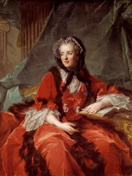 Portret Marie Lesczinska (Lesczyńska) (1703-1768) Królowa Francji Obraz Jean Marc (Jean-Marc) Nattier (1685-1766) 1748 Sun 1,37x1,05 m Dijon, Musee des Beaux Arts