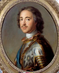 Portret Piotra I Wielkiego (1672-1725), cara Rosji. Obraz Jean-Marca Nattiera (1685-1766), XVIII wiek. 0,63 x 0,52 m