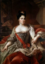Portret rosyjskiej cesarzowej Katarzyny Iere (1684-1727), żony Piotra Wielkiego Obraz Jean Marc (Jean-Marc) Nattier (1685-1766) XVIII-wieczne Muzeum Ermitażu, Sankt Petersburg