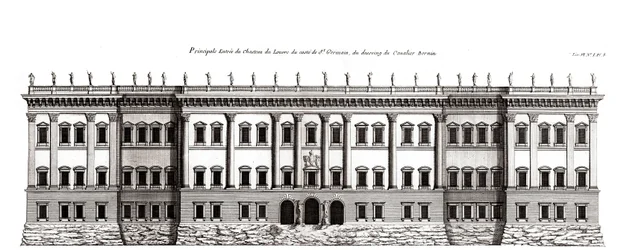 Luwr w Paryżu, projekt Gian Lorenzo Bernini: elewacja elewacji głównej od strony Saint-Germain l