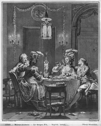 Wieczerza dla smakoszy, rytowana przez Izydora Stanislasa Helmana (1743-1809) 1781