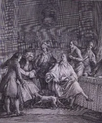 Szatnia Dżentelmena, grawerowana przez P.A. Martini (1739-97)