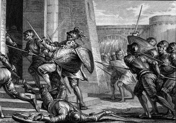 Robert fort zmarł (około 815-866), książę Francji, podczas bitwy pod Brissarthe w 866, przeciwstawiając się frankom armii składającej się z Bretonów i Wikingów. Grawer Jean Michel Moreau, dit Moreau le Jeune (1741-1814)