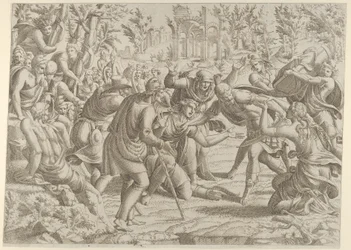 Zdradziecki Sinon przywieziony do obozu Trajana przez pasterzy, 1535-55.