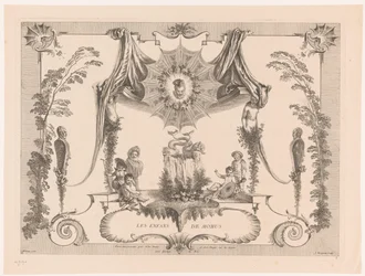 Projekt do boazerii z dziećmi przy fontannie Les Enfans de Momus (tytuł na obiekcie) Twórczość Antoine Watteau (tytuł serii) L