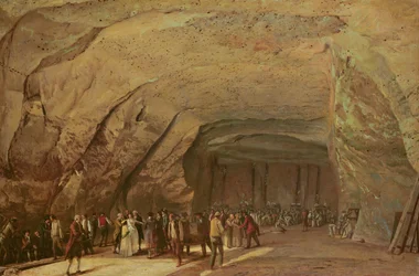 Wejście i wnętrze jaskini służącej jako magazyn soli w Dieppedalle, ok. 1798 r.