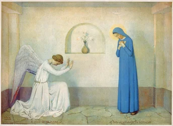 Zwiastowanie Dziewicy. (grafika, ok. 1920)