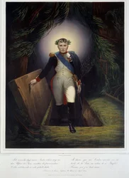Portret u stóp Napoleona I (1769 - 1821) z jego grobowca. Jean Jacques Werner (1791-1849) i Jean Pierre Marie Jazet (1788-1871)