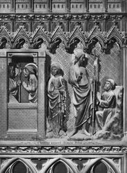 Katedra, wnętrze, parawan chórowy, Jezus Chrystus ukazujący się św. Piotrowi, ok. 1340-51 (kamień polichromowany)