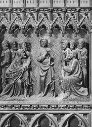 Katedra, wnętrze, parawan chórowy, Jezus Chrystus ukazujący się apostołom i uczniom w Galilei, ok. 1340-51 (kamień polichromowany)