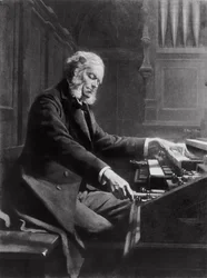 Cesar Franck przy konsoli organów w Bazylice św. Klotyldy, Paryż, 1885 r.