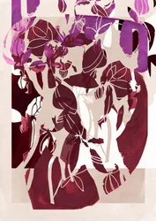 Abstrakcyjne motywy kwiatowe w kolorze magenta