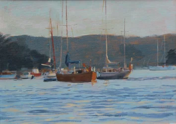 Jachty wieczorowe Salcombe , olej na pokładzie , 2016