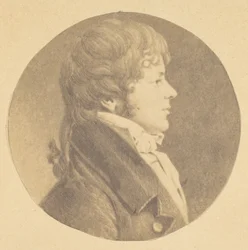 Portret mezzotinty przedstawiający młodego mężczyznę z profilu, z kolekcji portretów St. Memin, 1862.