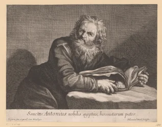 H. Antonius spotkał een boek Św. Antoni szlachcic Egiptu, ojciec pustelników (tytuł na obiekcie)