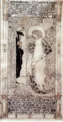 Bezczynność, z „Romów róży” Chaucera (ok. 1342-1400) (tusz i złota farba na welinie)