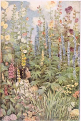 Dziecko w dzikich kwiatach, z „Ogrodu Dziecka wersetów” Roberta Louisa Stevensona, opublikowane 1885 (kolor lito)