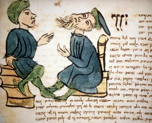 Judaizm: Reprezentacja nauki rabina. Rękopis z XV wieku. Biblioteca Palatina, Parma