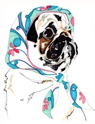 Mops In Pucci, 2012 (pióro i atrament na papierze)