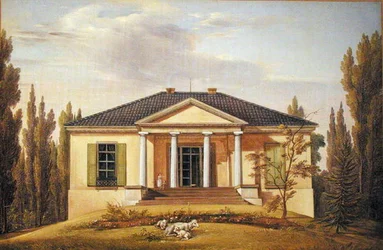 Dom wiejski, 1829 (olej na papierze ułożony na tekturze)