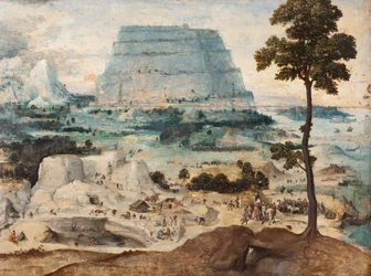 Budowa wieży Babel, ok. 1550 (olej na panelu)