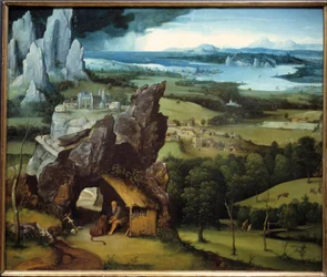 Pejzaż ze świętym Hieronimem, obraz Joachima Patinira (1485-1524).