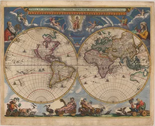 Mapa świata. Podwójna półkula. 1662-64