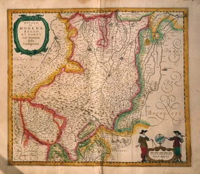 Mapa Modeny z Theatrum civitatum et admirandorum Italiae autorstwa Joana Blaeu, rycina